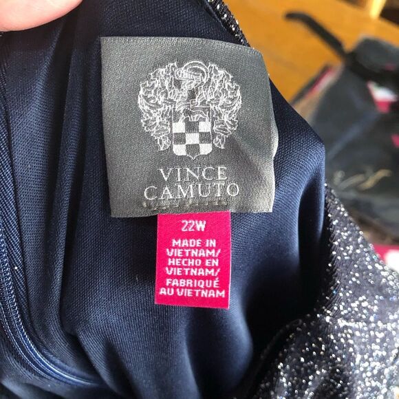 NWT Vince Camuto Metallic V-Neck Ruched Long Sleeve Maxi Dress Plus Size 22W - Picture 12 of 13